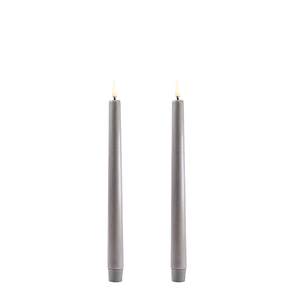 Uyuni dinerkaars taper candle grijs grey 2,3 x 25,5 cm (set a 2)